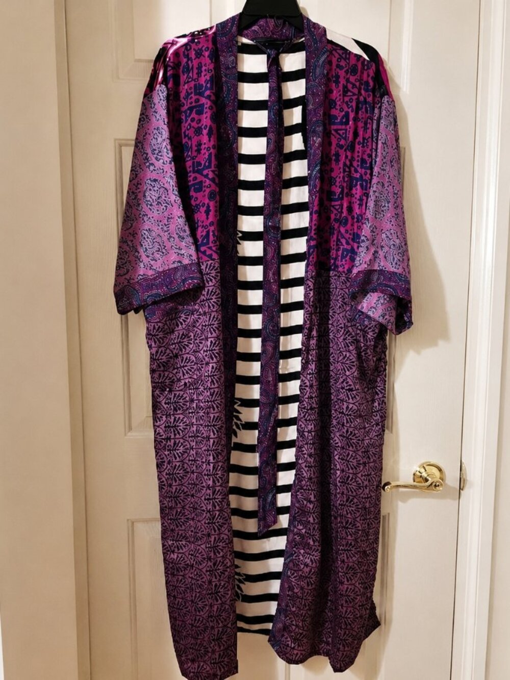 Women Handmade Art Silk Floral Kimono Robes Gown Dress Beach Cover